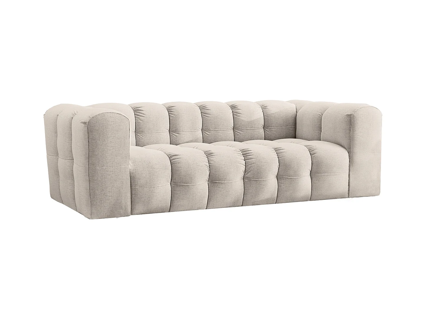 Sofa 3-Sitzer, Komfort Couch BALOO, stoff Schenille, Ecru