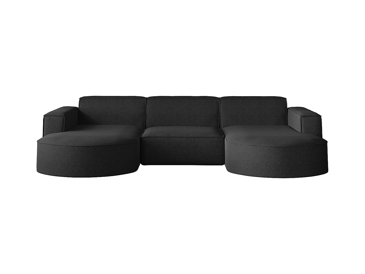 Canapé d'angle Modena en U, tissu Verita, noir