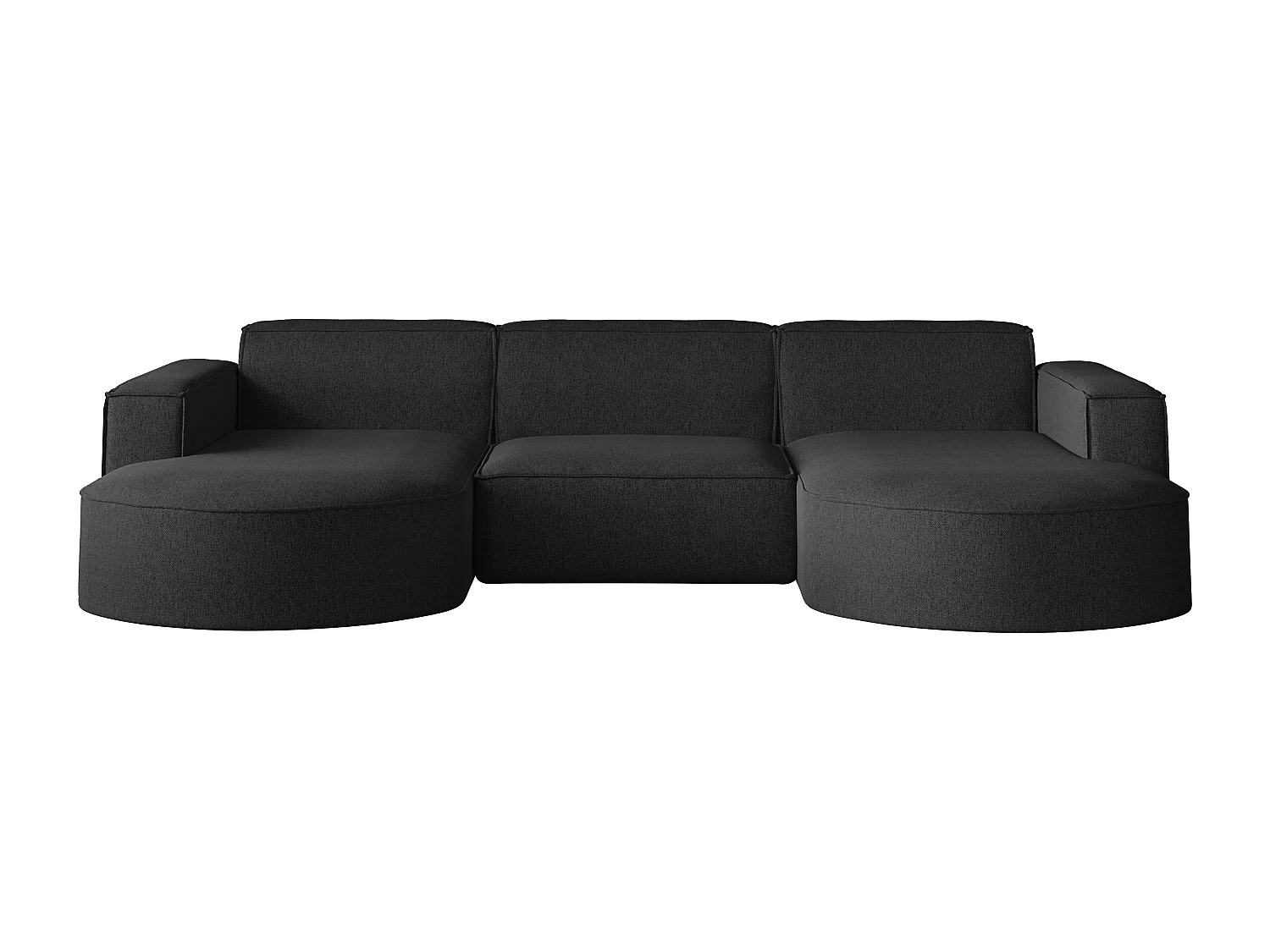 Canapé d'angle Modena en U, tissu Verita, noir