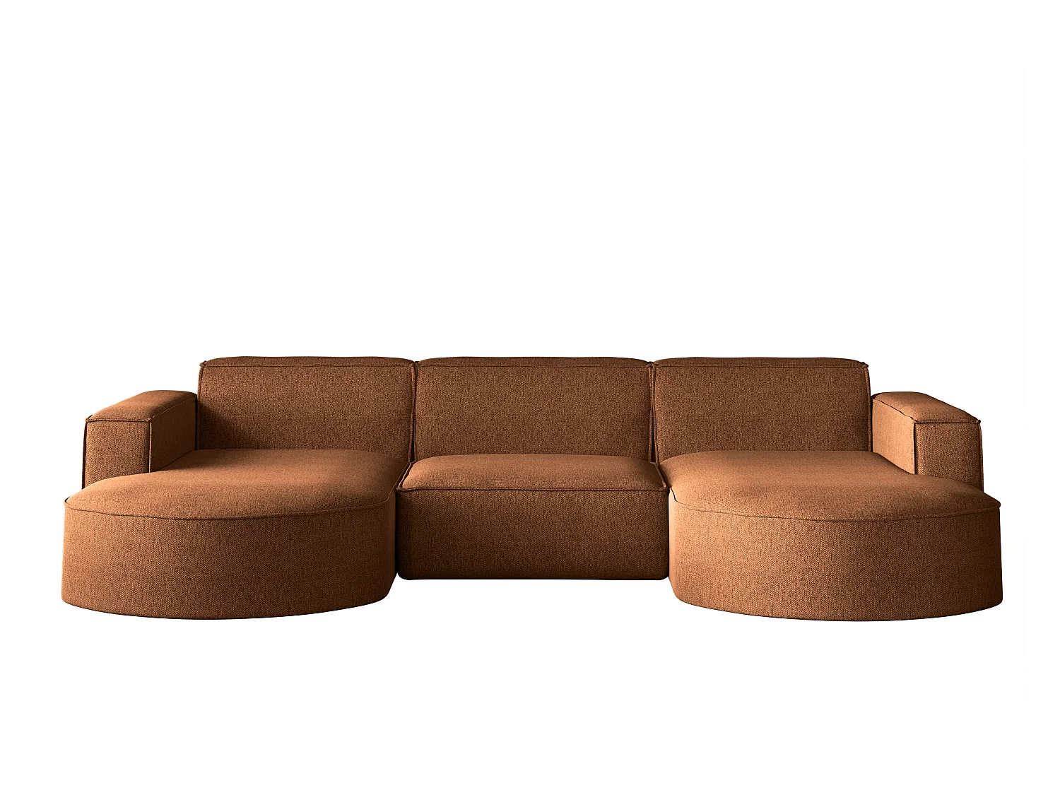 Canapé d'angle, forme U Modena, tissu Verita, cuivre