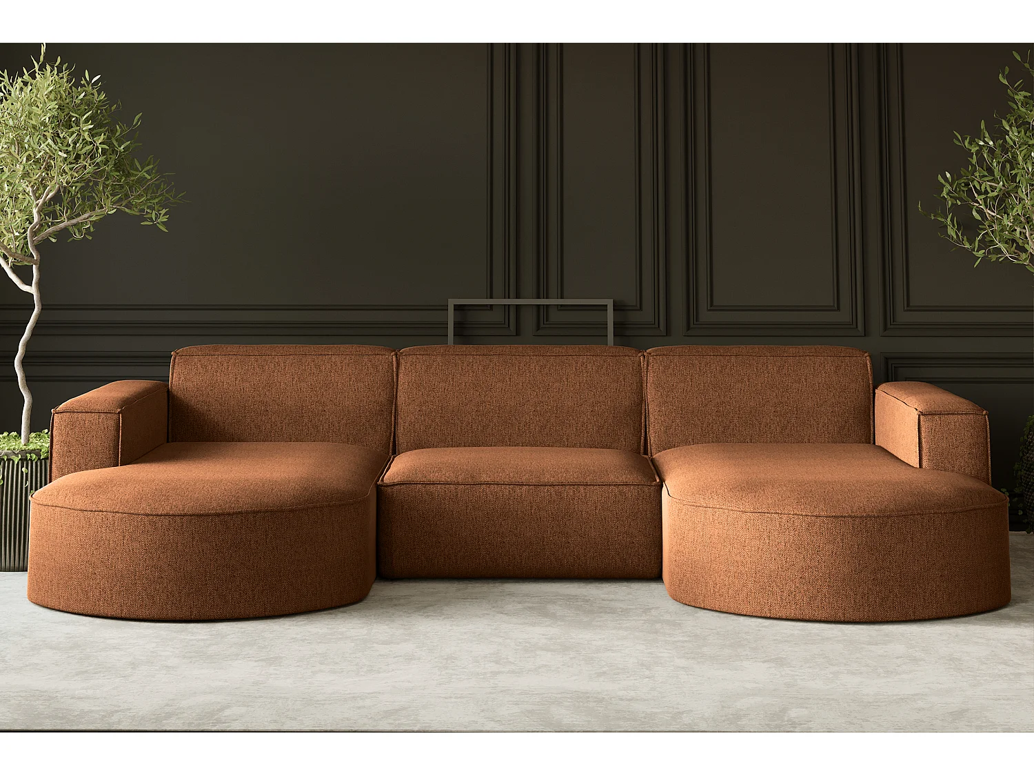 Ecksofa, Modena U-Form, Stoff Verita, Kupfer