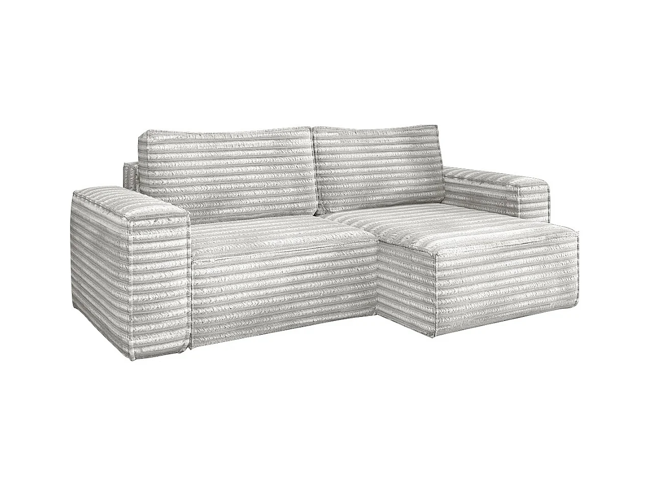 L-förmiges Bohoo-Ecksofa mit Schlaffunktion, Stoff Velo, Hellgrau, Rechts