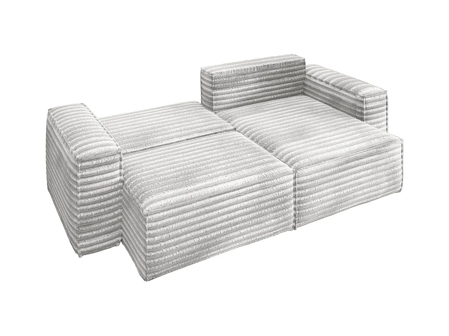 L-förmiges Bohoo-Ecksofa mit Schlaffunktion, Stoff Velo, Hellgrau, Rechts