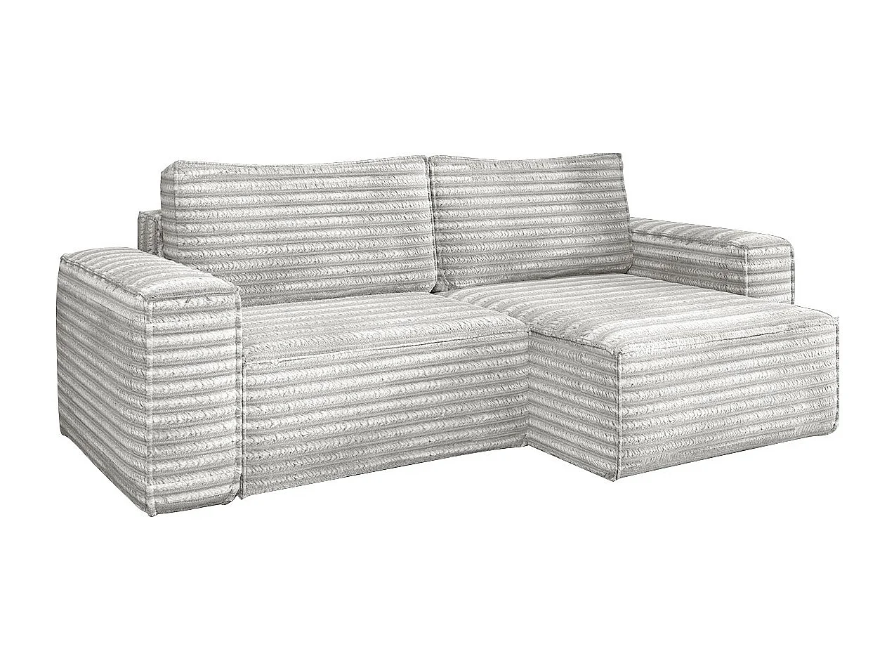 L-förmiges Bohoo-Ecksofa mit Schlaffunktion, Stoff Velo, Hellgrau, Rechts