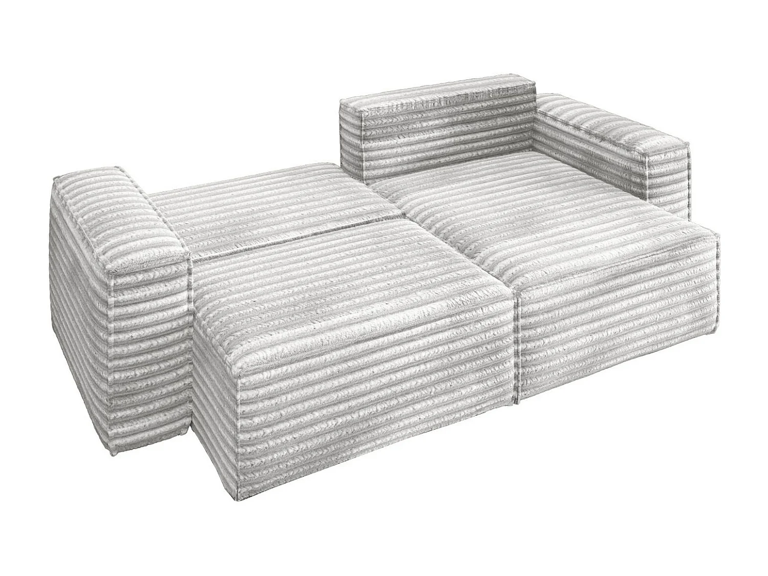 L-förmiges Bohoo-Ecksofa mit Schlaffunktion, Stoff Velo, Hellgrau, Rechts