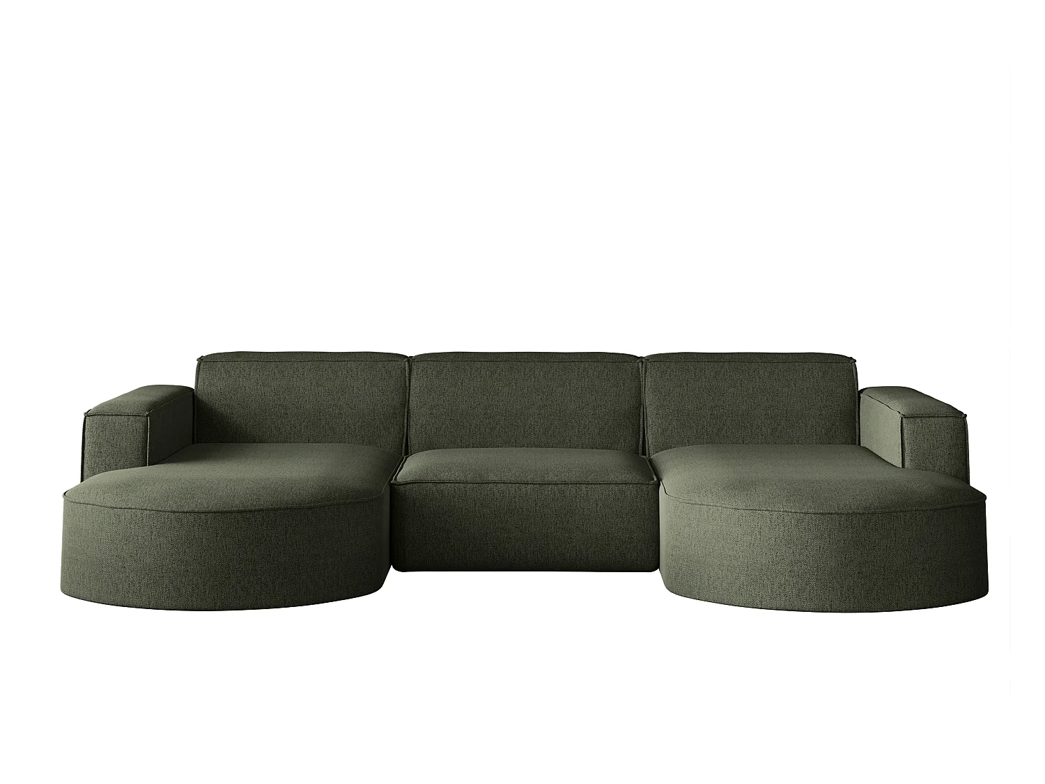 Canapé d'angle Modena en U, tissu Verita, vert foncé