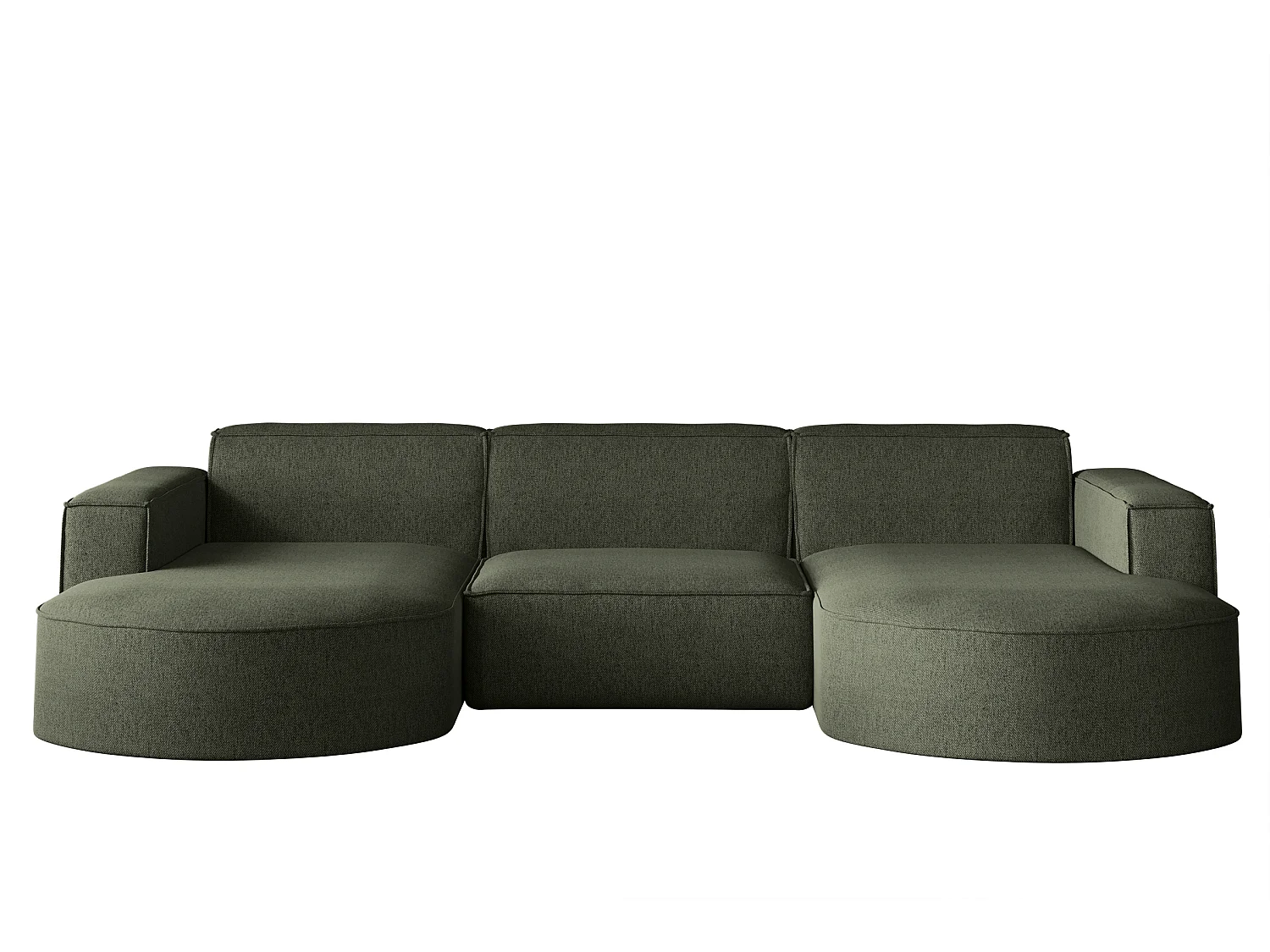 Canapé d'angle Modena en U, tissu Verita, vert foncé