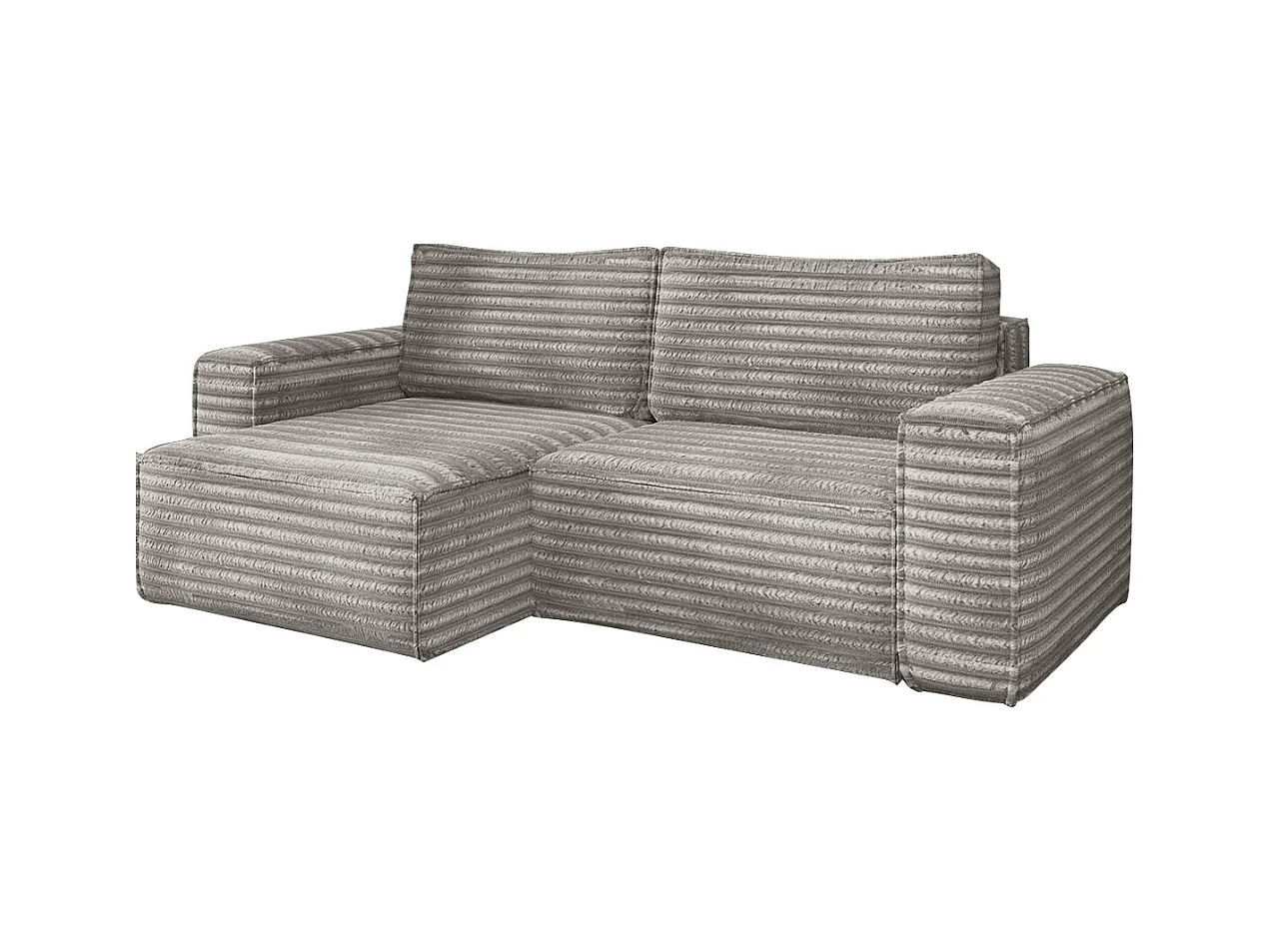 L-förmiges Bohoo-Ecksofa mit Schlaffunktion, Stoff Velo, Grau, Links