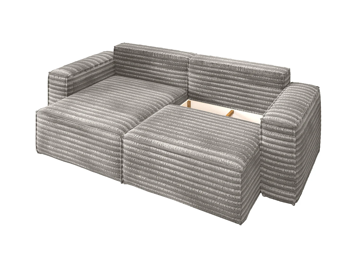L-förmiges Bohoo-Ecksofa mit Schlaffunktion, Stoff Velo, Grau, Links