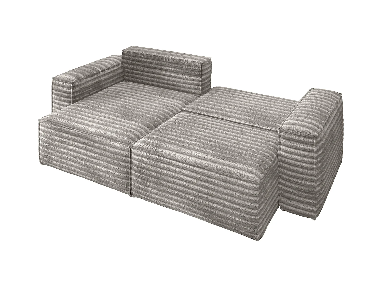 L-förmiges Bohoo-Ecksofa mit Schlaffunktion, Stoff Velo, Grau, Links