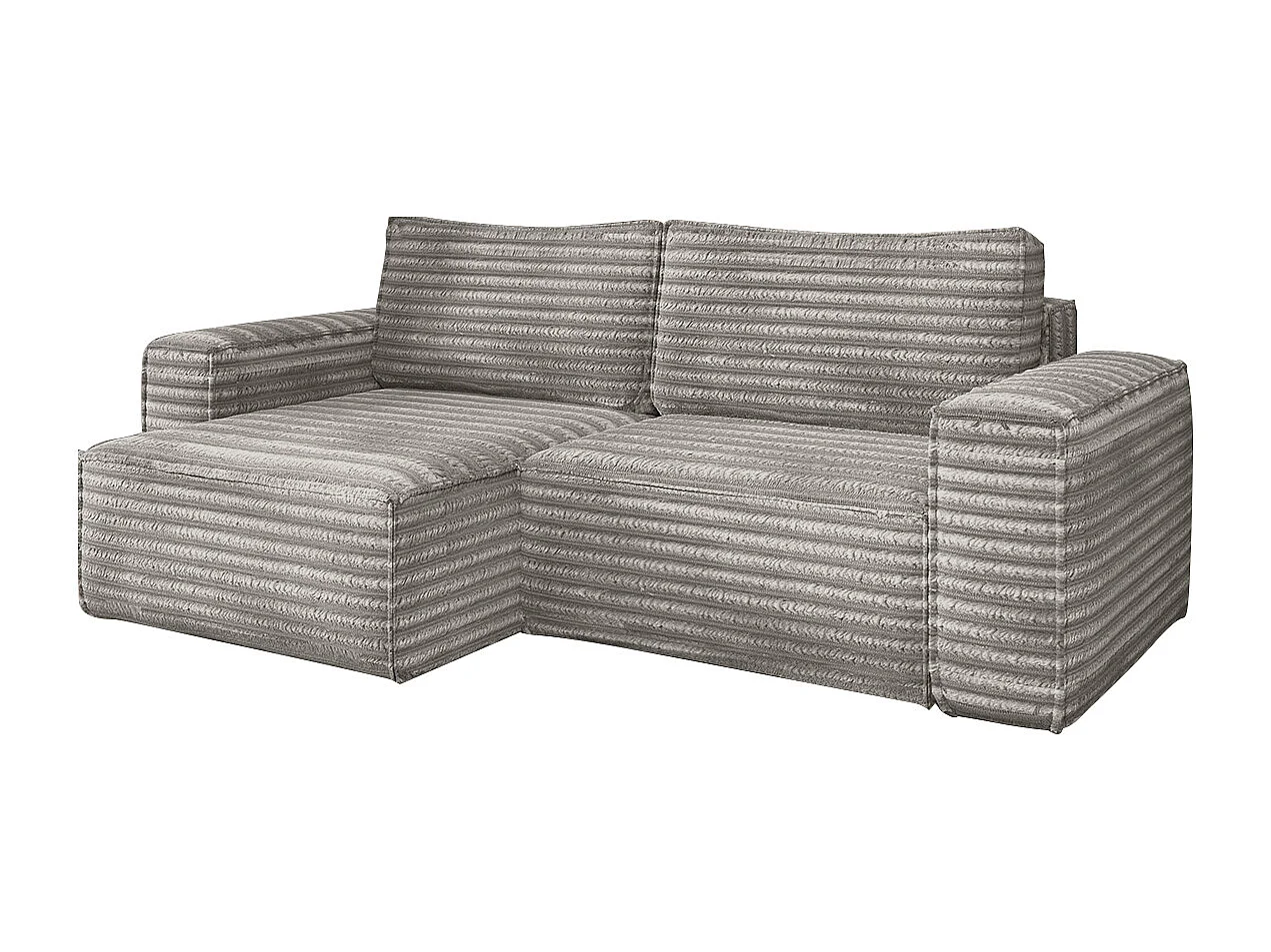 L-förmiges Bohoo-Ecksofa mit Schlaffunktion, Stoff Velo, Grau, Links