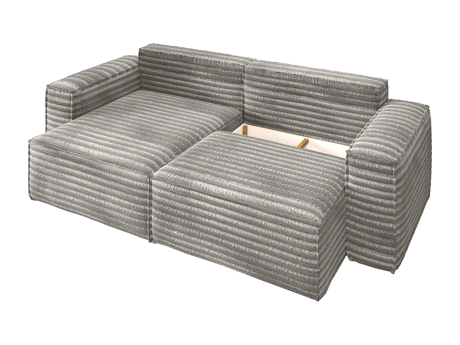 L-förmiges Bohoo-Ecksofa mit Schlaffunktion, Stoff Velo, Grau, Links