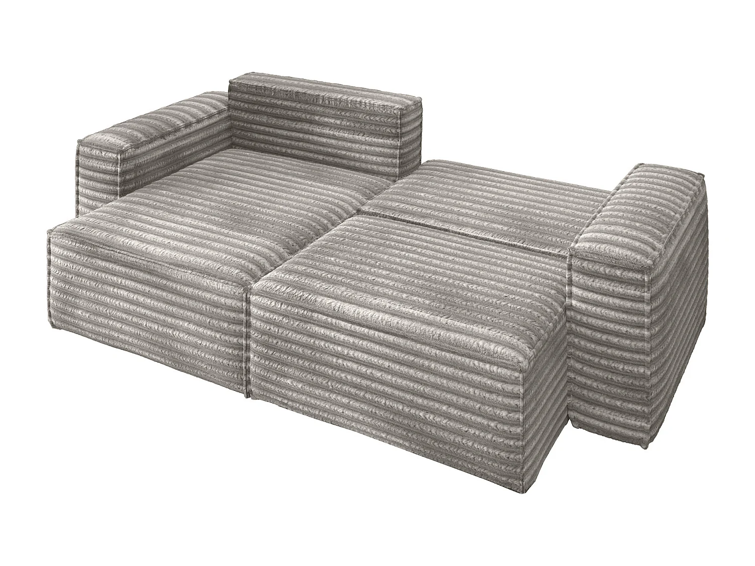 L-förmiges Bohoo-Ecksofa mit Schlaffunktion, Stoff Velo, Grau, Links