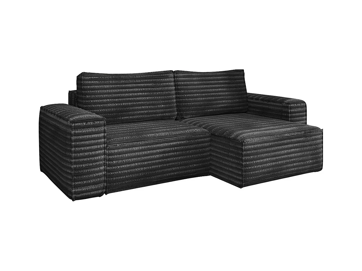 L-förmiges Bohoo-Ecksofa mit Schlaffunktion, Stoff Velo, Dunkelgrau, Rechts