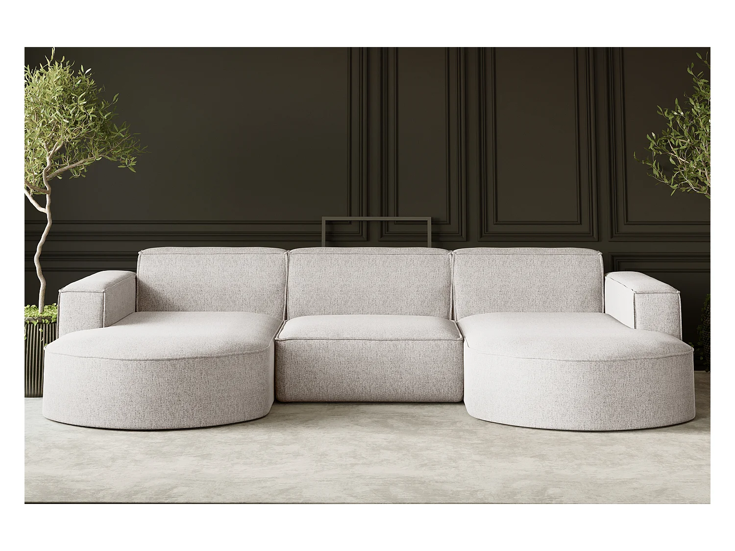 Divano angolare, forma a U Modena, tessuto Verita, beige
