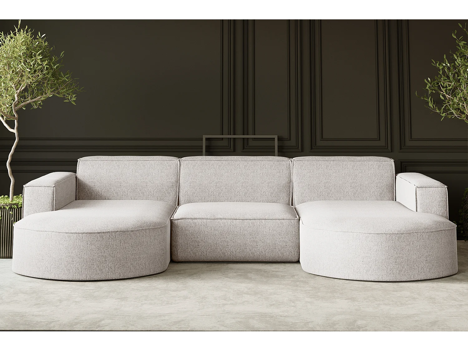 Canapé d'angle, forme U Modena, tissu Verita, beige