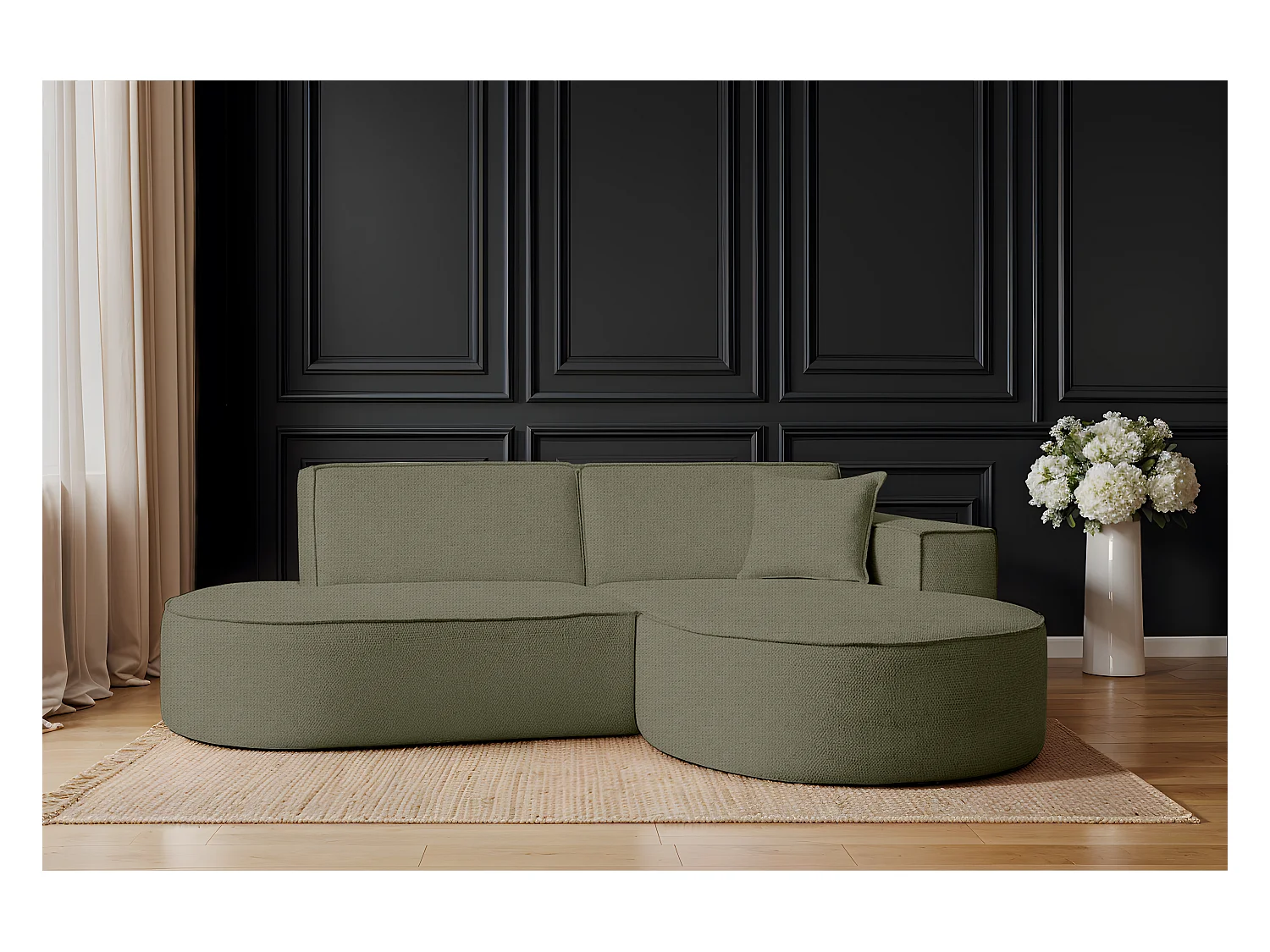 Canapé d'angle Modena Studio tissu Artico, Moss Right