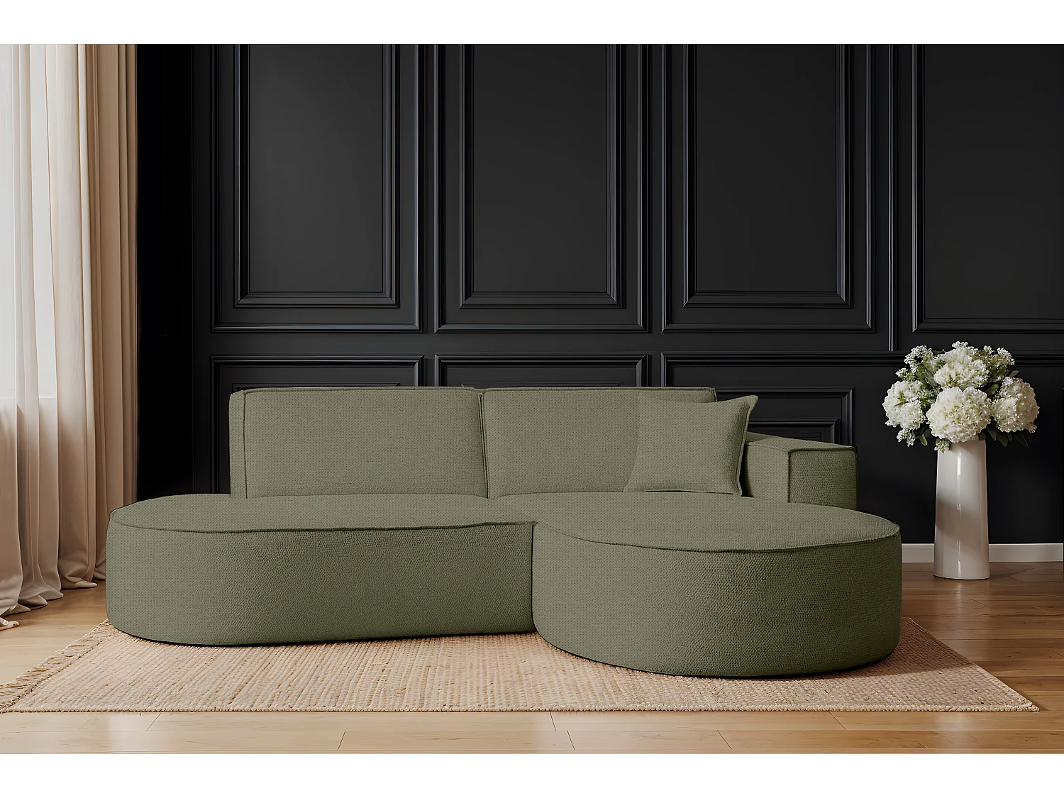 Canapé d'angle Modena Studio tissu Artico, Moss Right