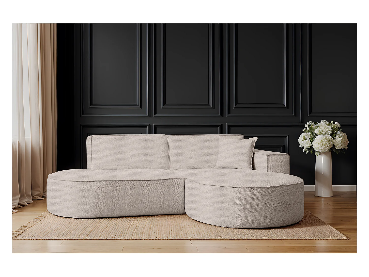 Canapé d'angle Modena Studio tissu Artico, Nata droite