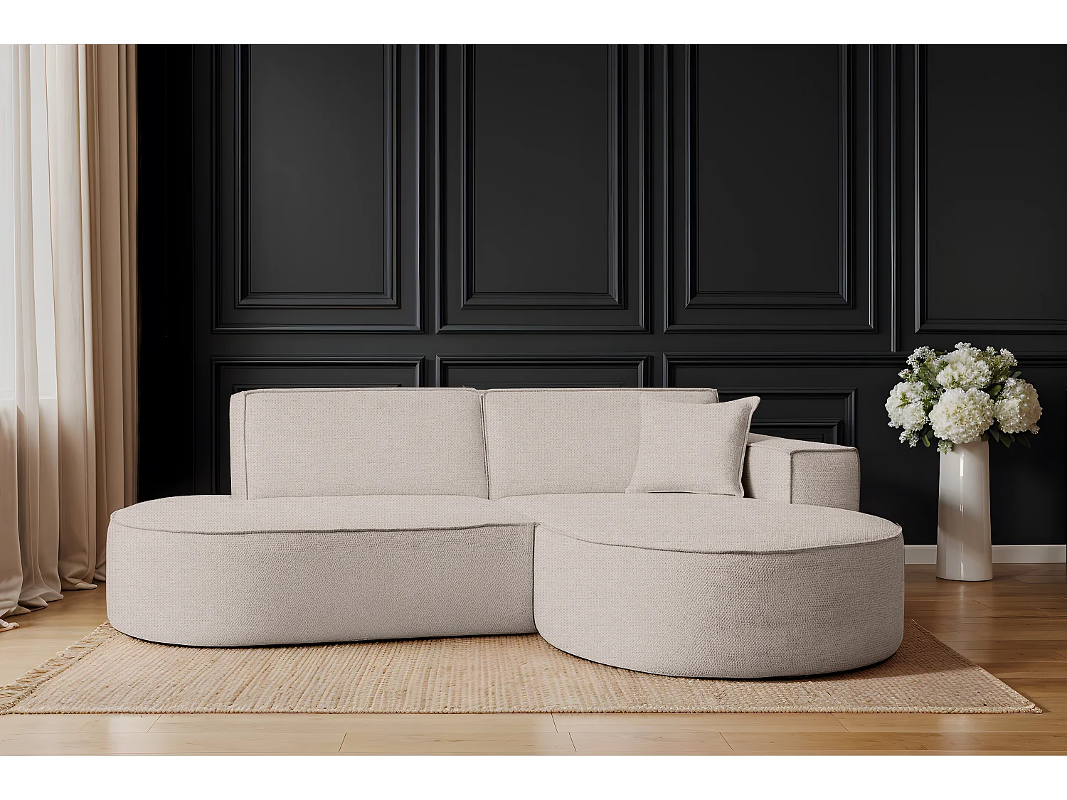 Canapé d'angle Modena Studio tissu Artico, Nata droite