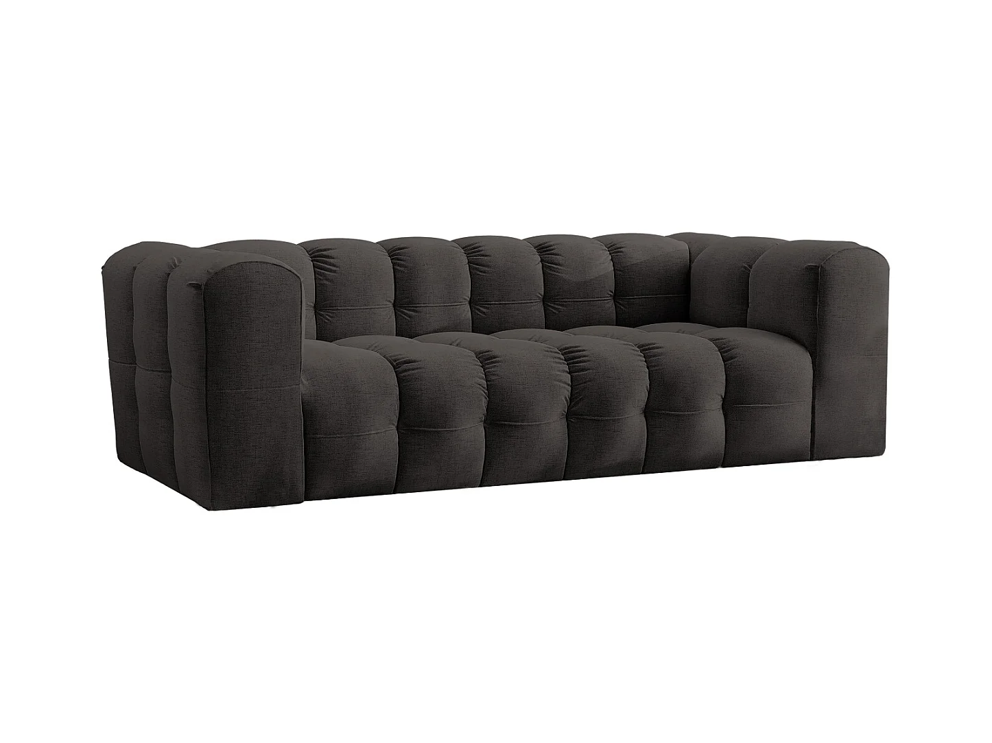 Sofa 3-Sitzer, Komfort Couch BALOO, stoff Schenille, Schwarz