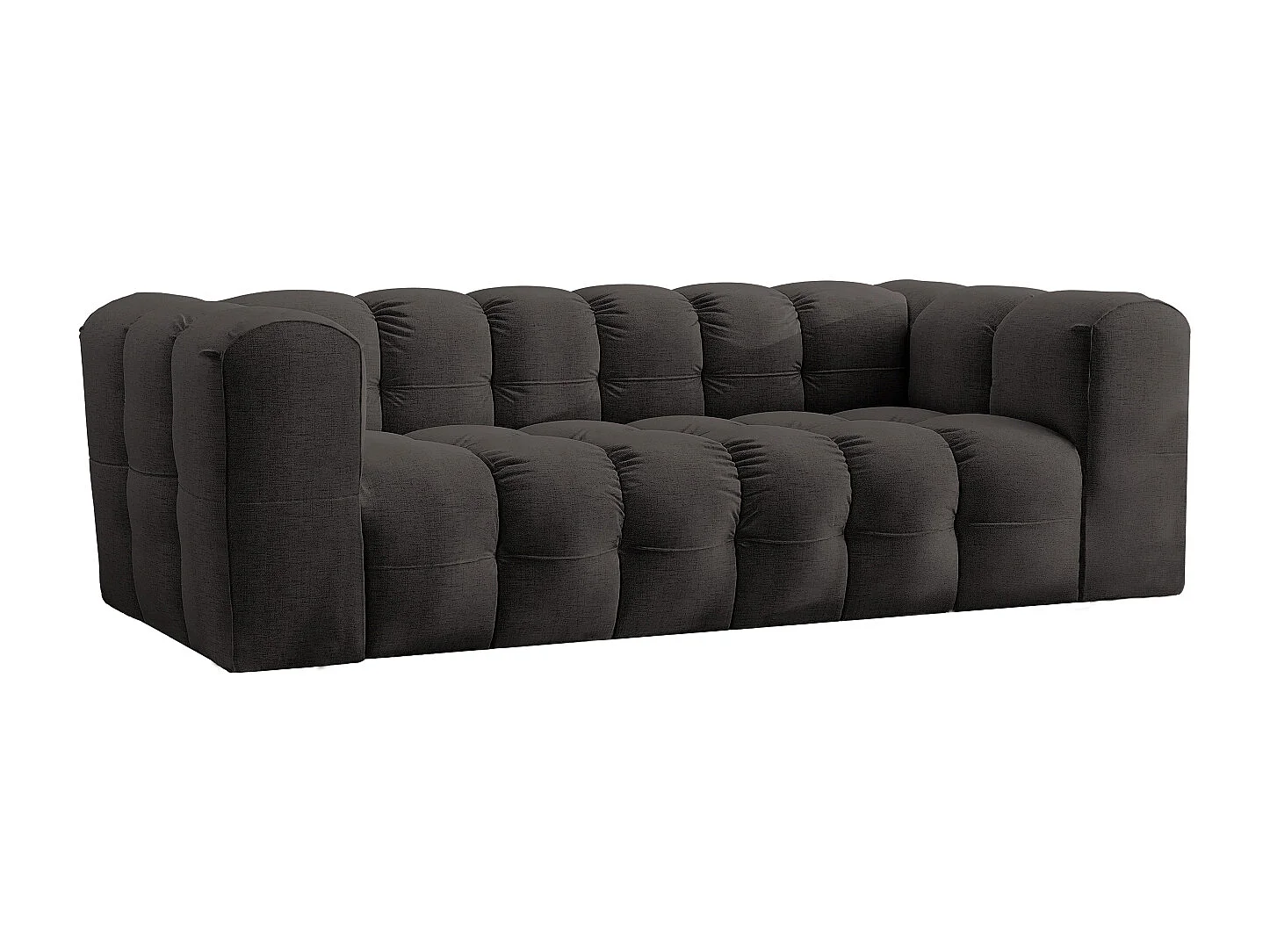Sofa 3-Sitzer, Komfort Couch BALOO, stoff Schenille, Schwarz