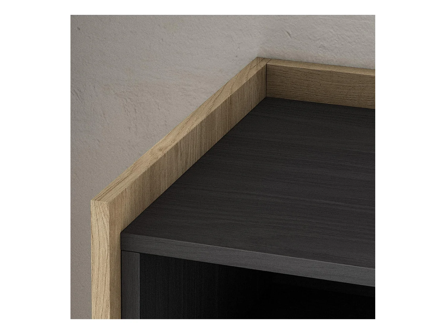 Meuble TV | Banc Télé, 207x50x37 cm, Pour les TV jusqu'à 80", Cheminée électrique, Noir et chêne