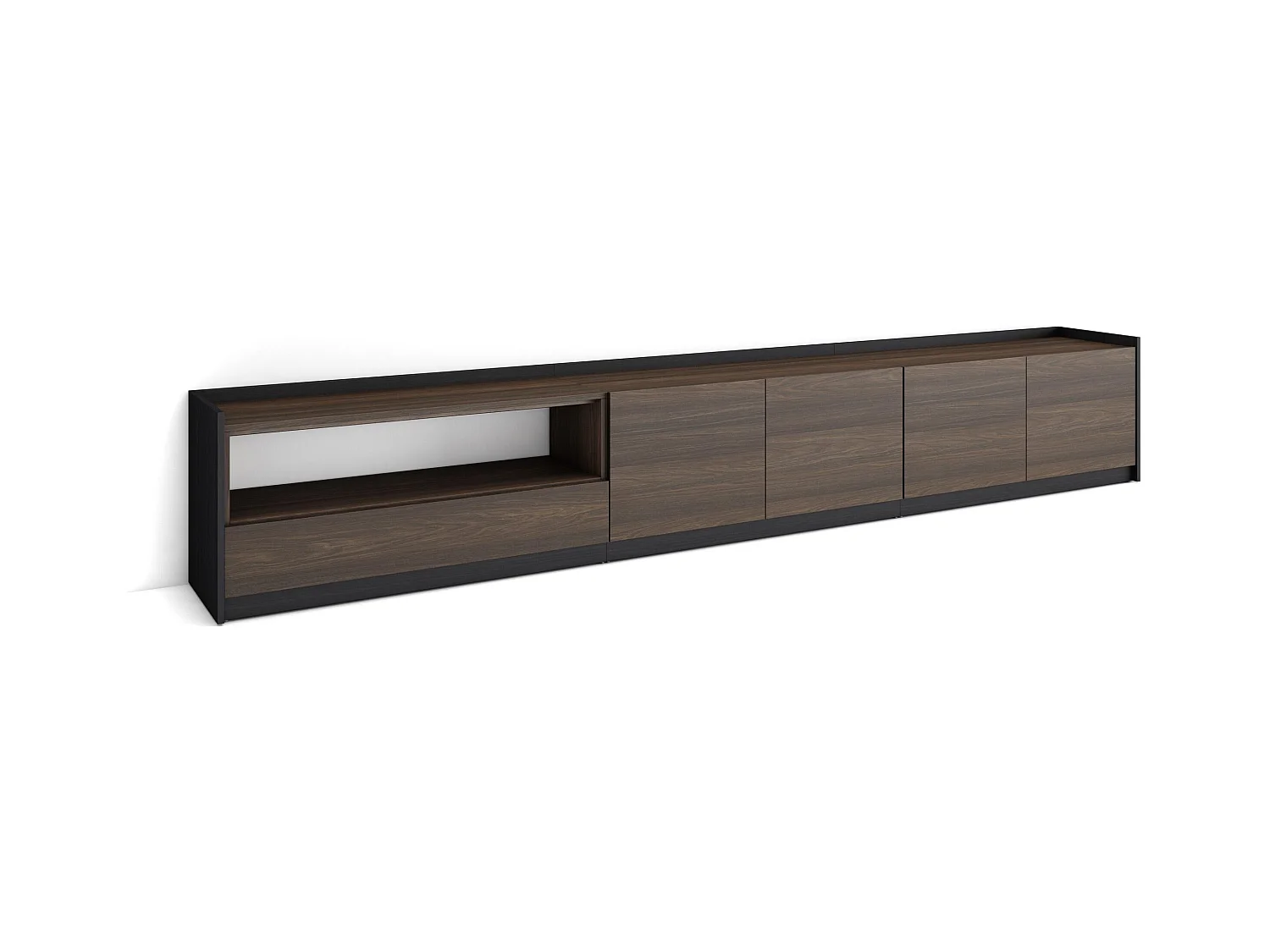 Mobile TV Soggiorno, 310x50x37 cm, Per TV fino a 80", Mobile Soggiorno, Rovere scuro e Nero