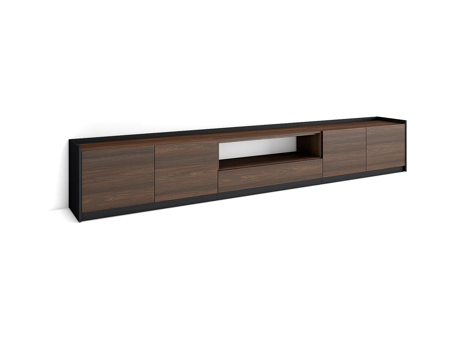 Mobile TV Soggiorno, 310x50x37 cm, Per TV fino a 80", Mobile Soggiorno, Rovere scuro e Nero