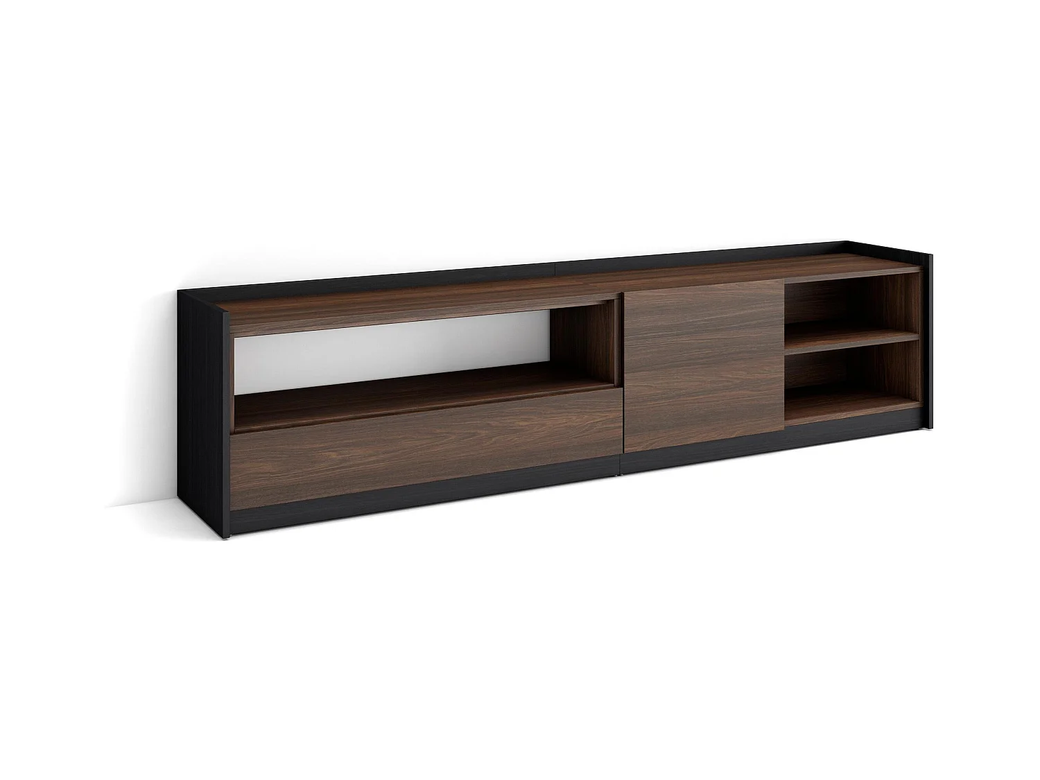 Mobile TV Soggiorno, 207x50x37 cm, Per TV fino a 80", Mobile Soggiorno, Rovere scuro e Nero