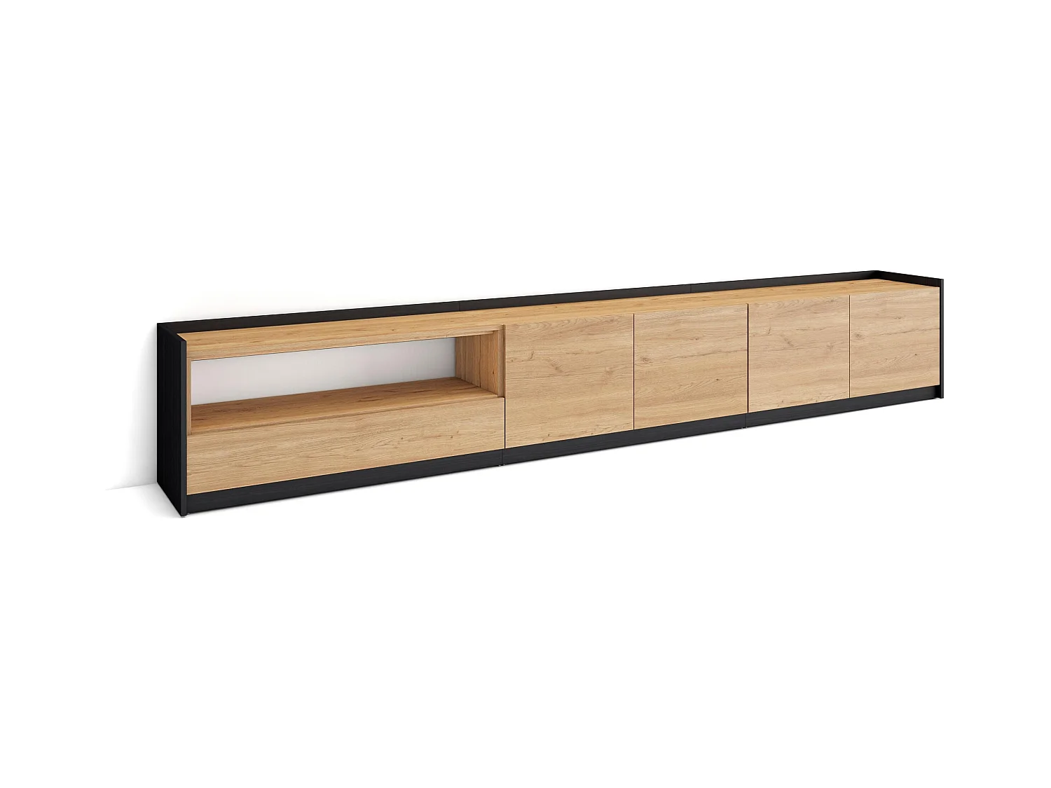 Mobile TV Soggiorno, 310x50x37 cm, Per TV fino a 80", Mobile Soggiorno, Rovere e nero