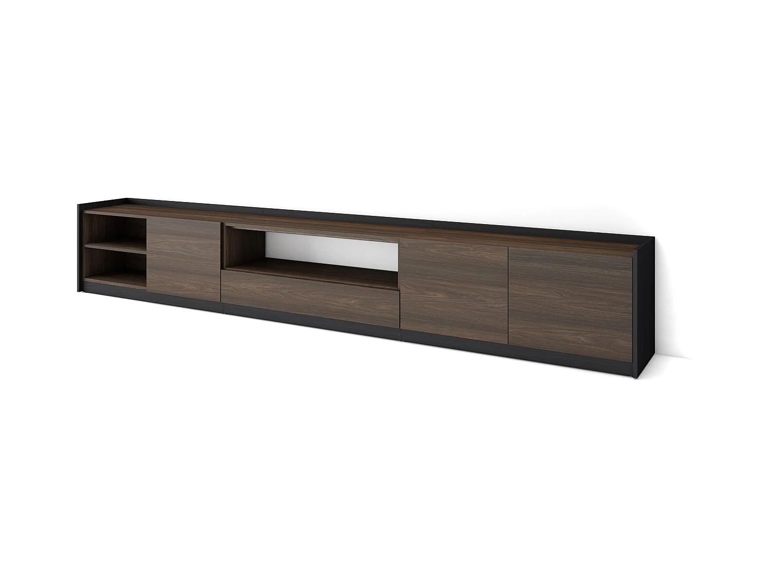 Mobile TV Soggiorno, 310x50x37 cm, Per TV fino a 80", Mobile Soggiorno, Rovere scuro e Nero