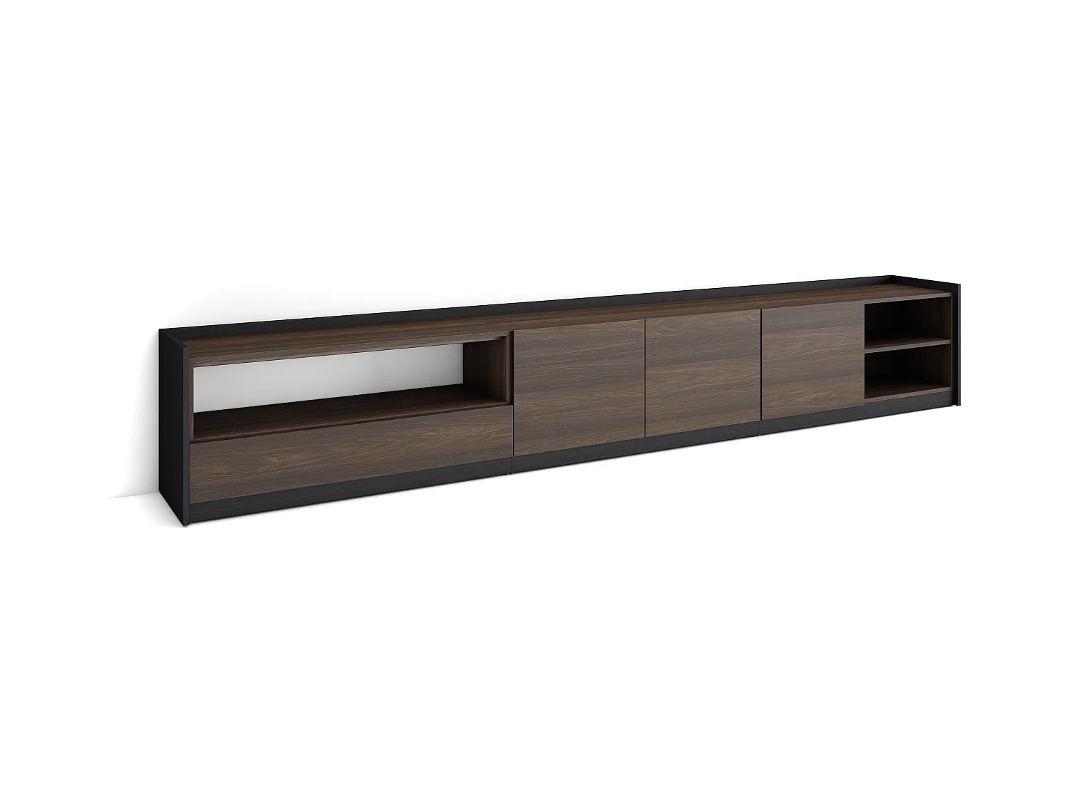 Móvel de TV, 310x50x37 cm, Para televisores até 80", Estante para TV, Carvalho escuro e Preto