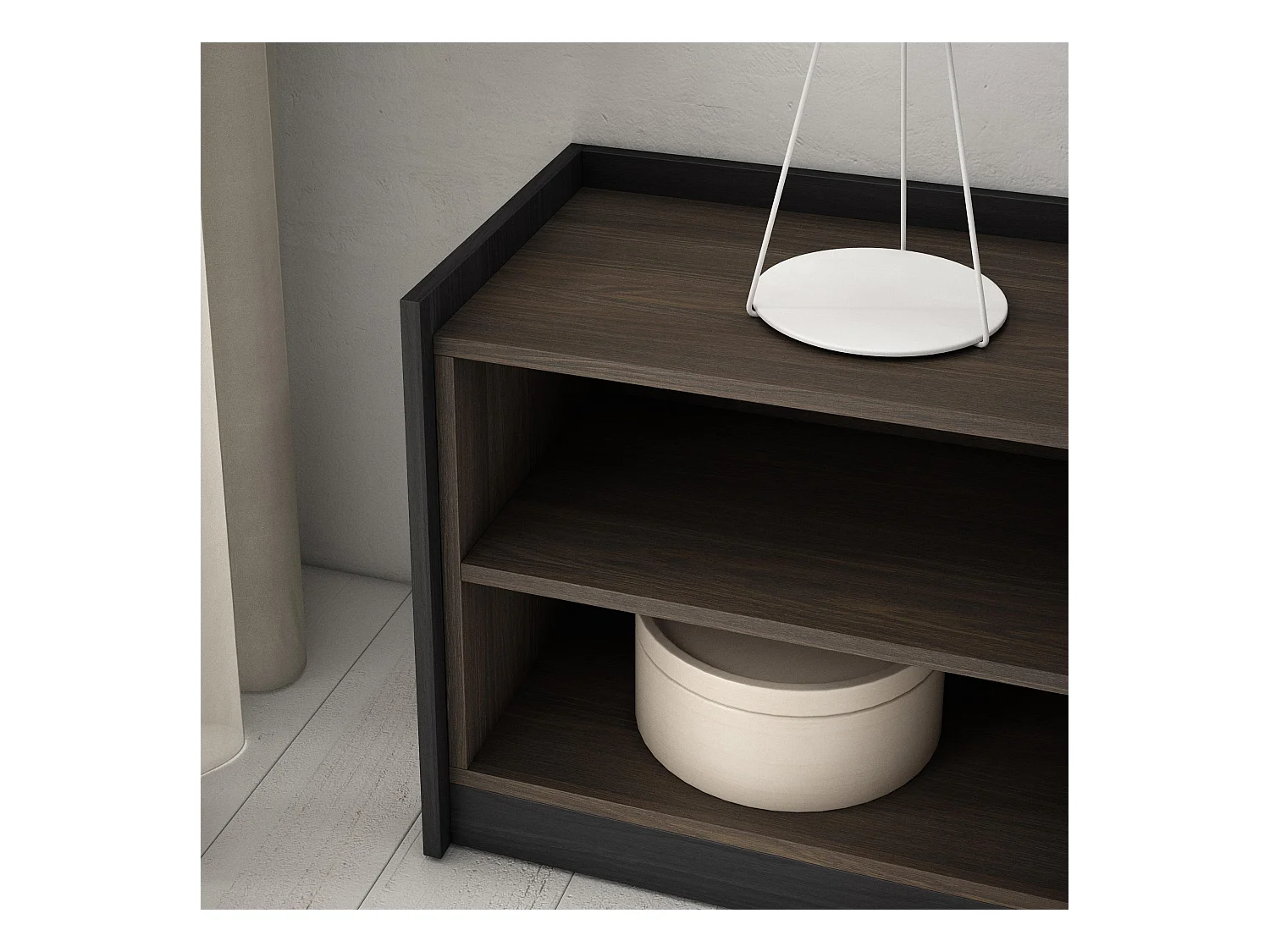 Meuble TV | Banc Télé, 310x50x37 cm, Pour les TV jusqu'à 80", Meubles de salon, Chêne foncé et Noir