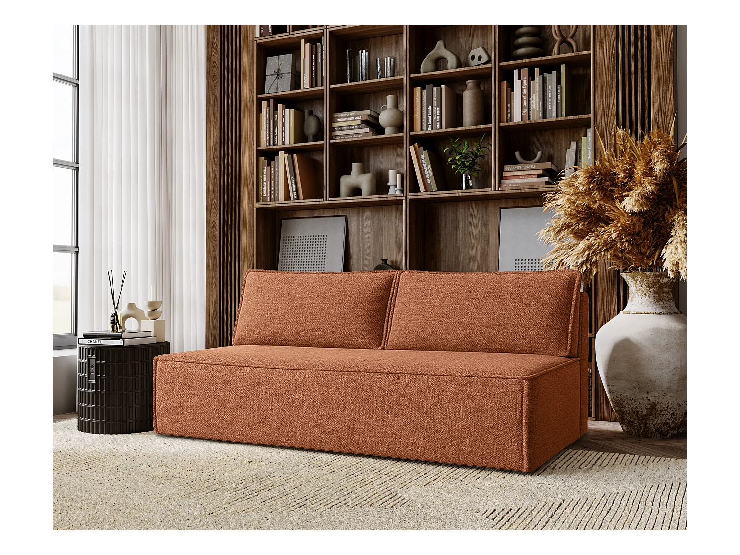 Canapé-lit DUO avec fonction couchage, tissu Verita, cuivre