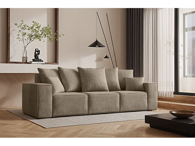 Sofa, Dreisitzer Couch ELLA, Stoff Noel, Beige