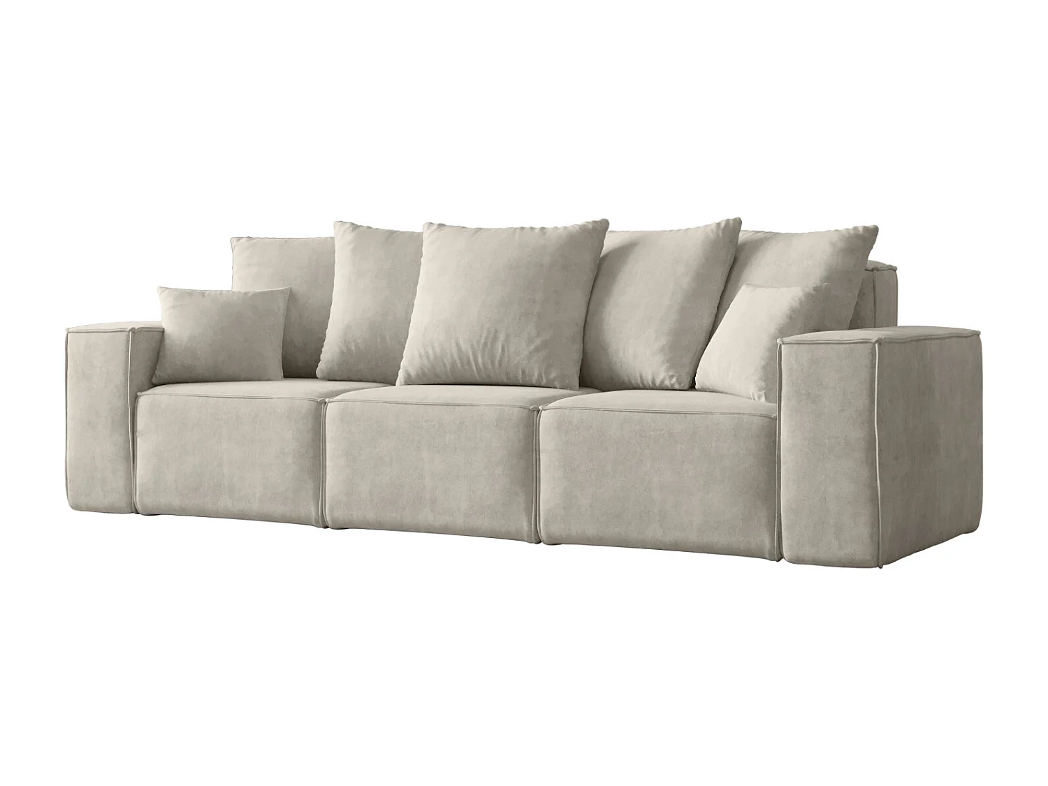 Divano, divano a tre posti ELLA, tessuto Noel, grigio chiaro