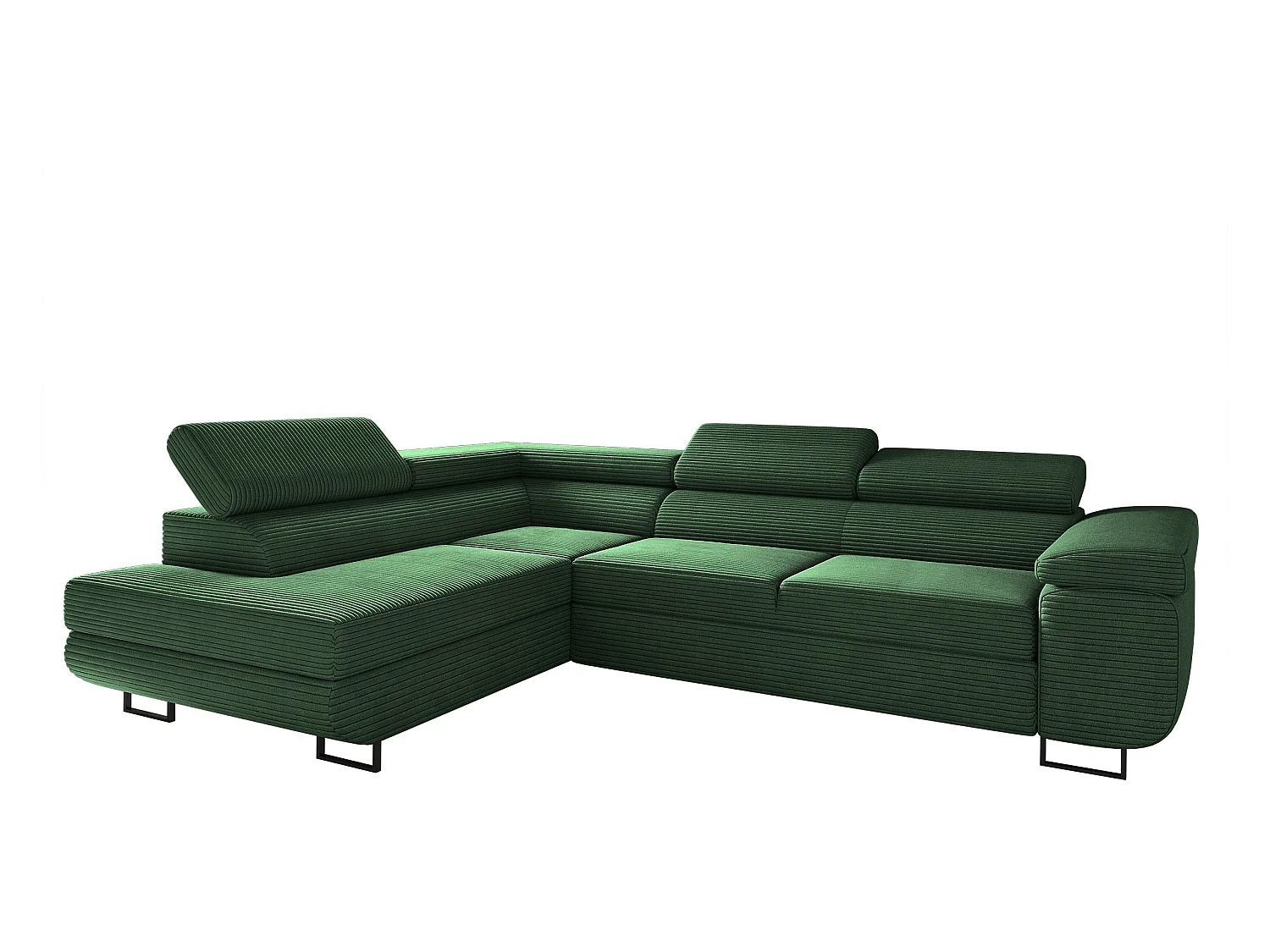 Canapé d'angle ATOMIC avec fonction couchage, tissu Poso, vert, gauche
