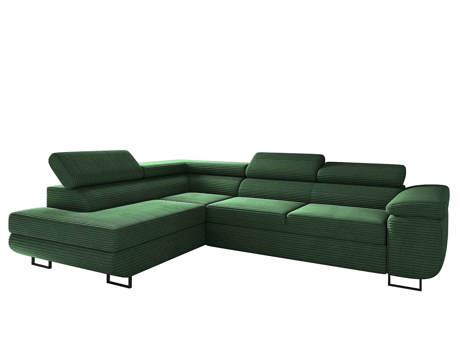 Canapé d'angle ATOMIC avec fonction couchage, tissu Poso, vert, gauche