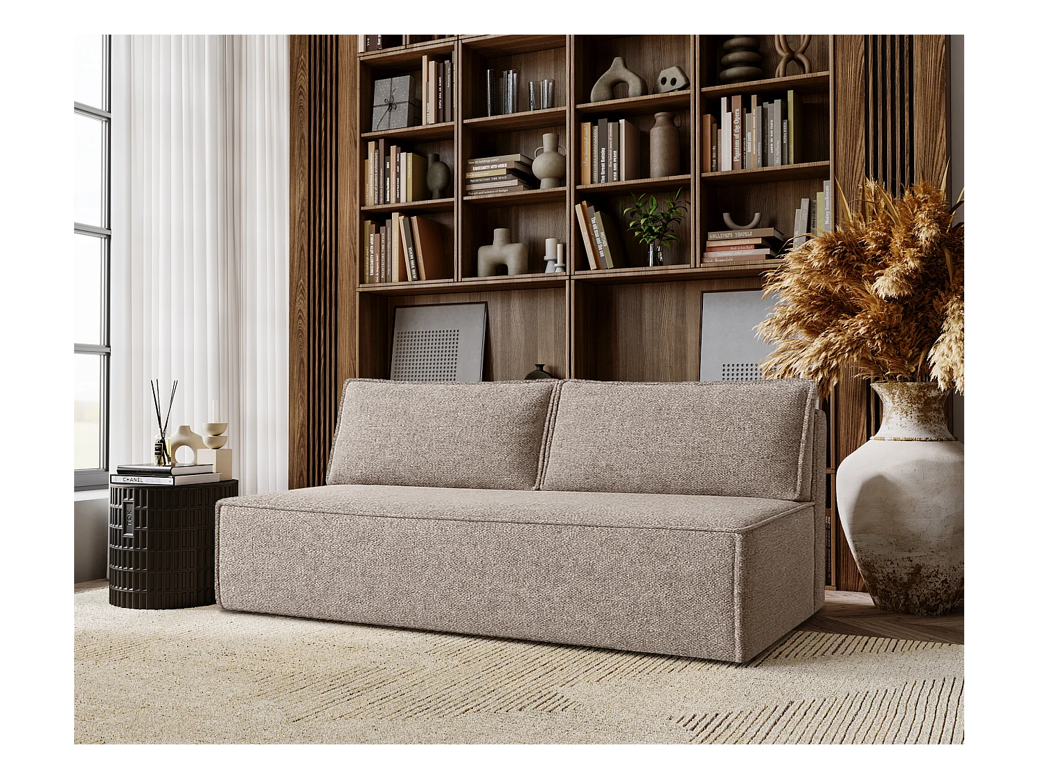 Schlafsofa DUO Mit Schlaffunktion, Stoff Verita, Warmbeige