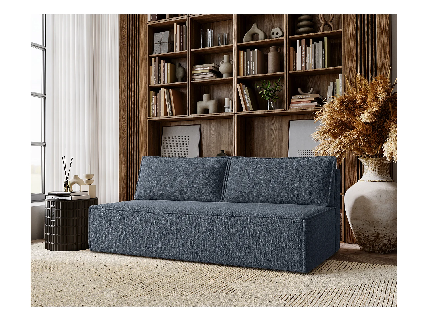 Canapé-lit DUO avec fonction couchage, tissu Verita, bleu marine