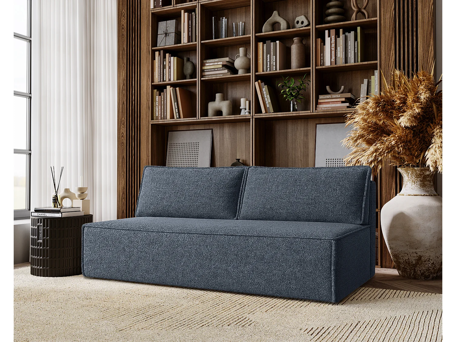 Canapé-lit DUO avec fonction couchage, tissu Verita, bleu marine