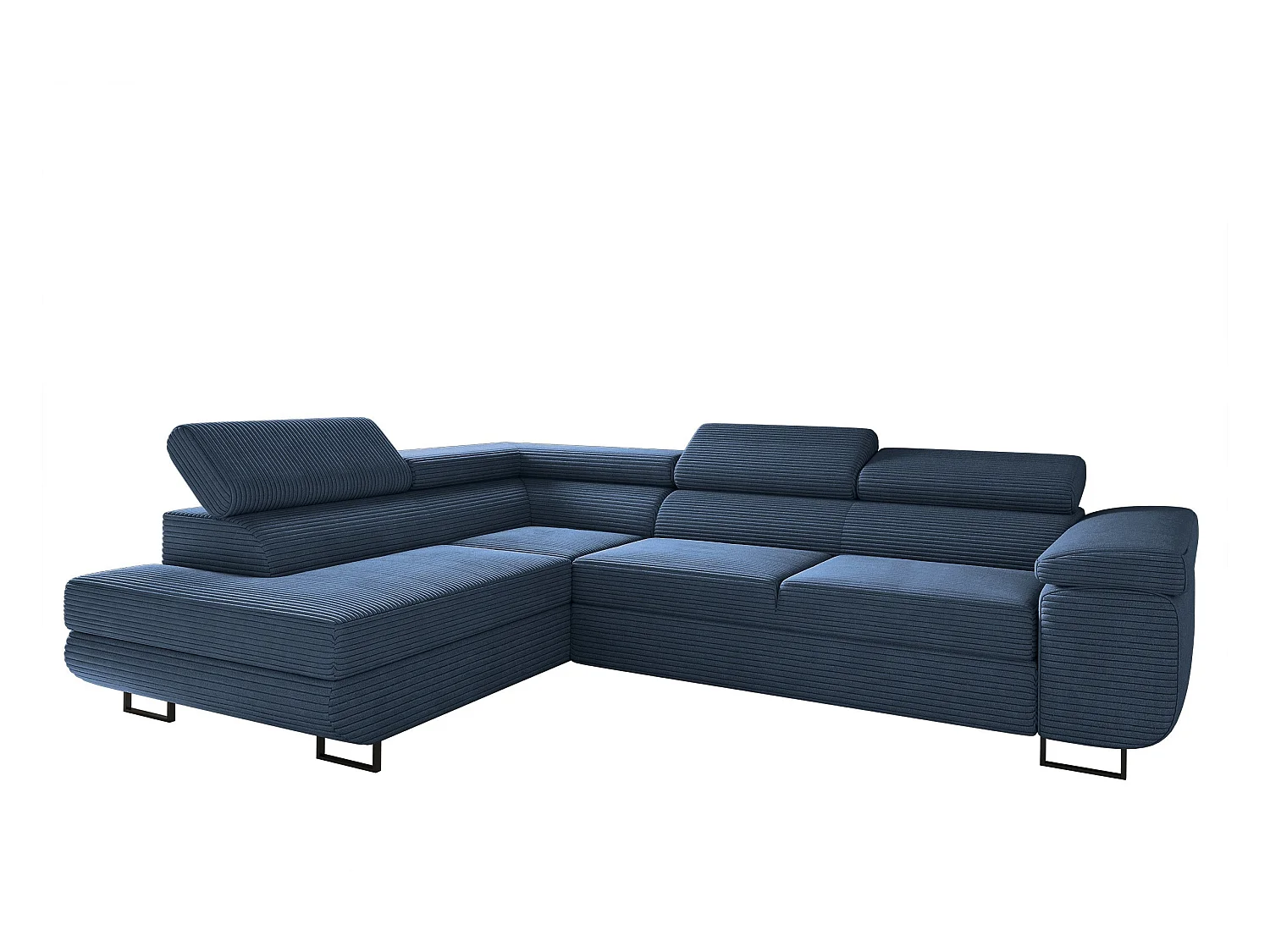 Canapé d'angle ATOMIC avec fonction couchage, tissu Poso, bleu foncé, gauche