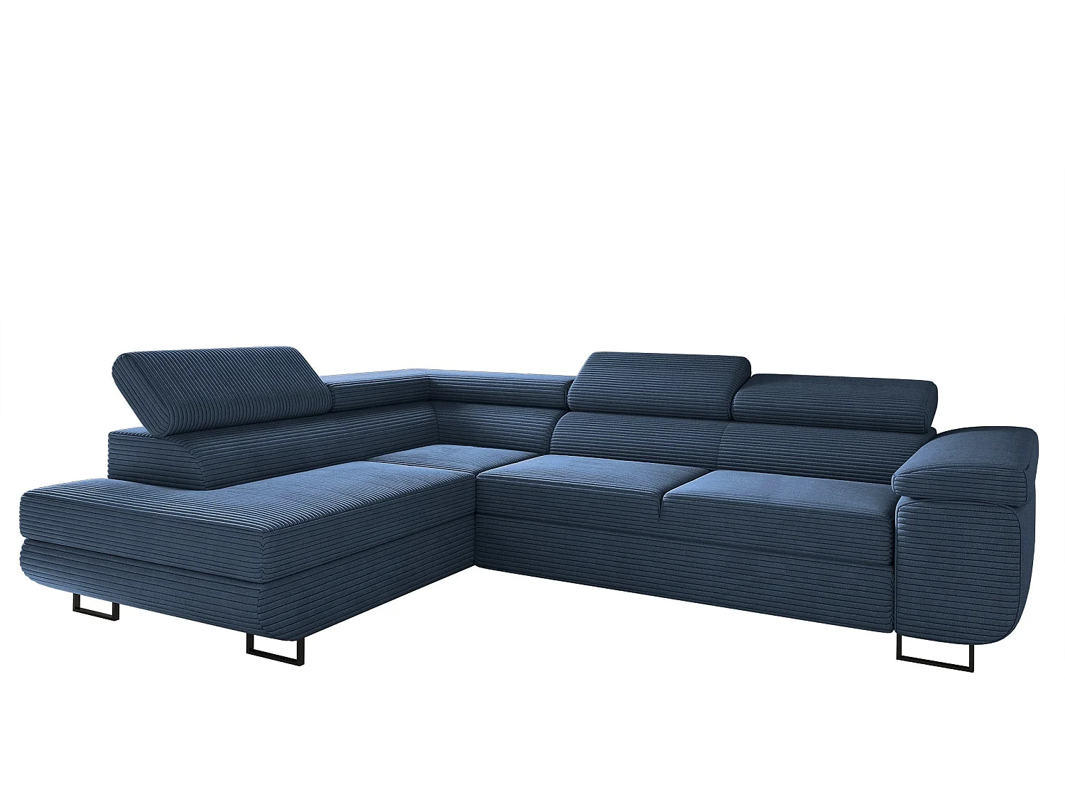 Canapé d'angle ATOMIC avec fonction couchage, tissu Poso, bleu foncé, gauche