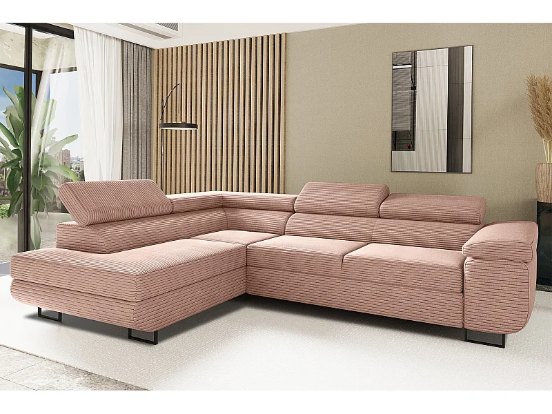 Ecksofa ATOMIC Mit Schlaffunktion, Stoff Poso, Rosa, Links