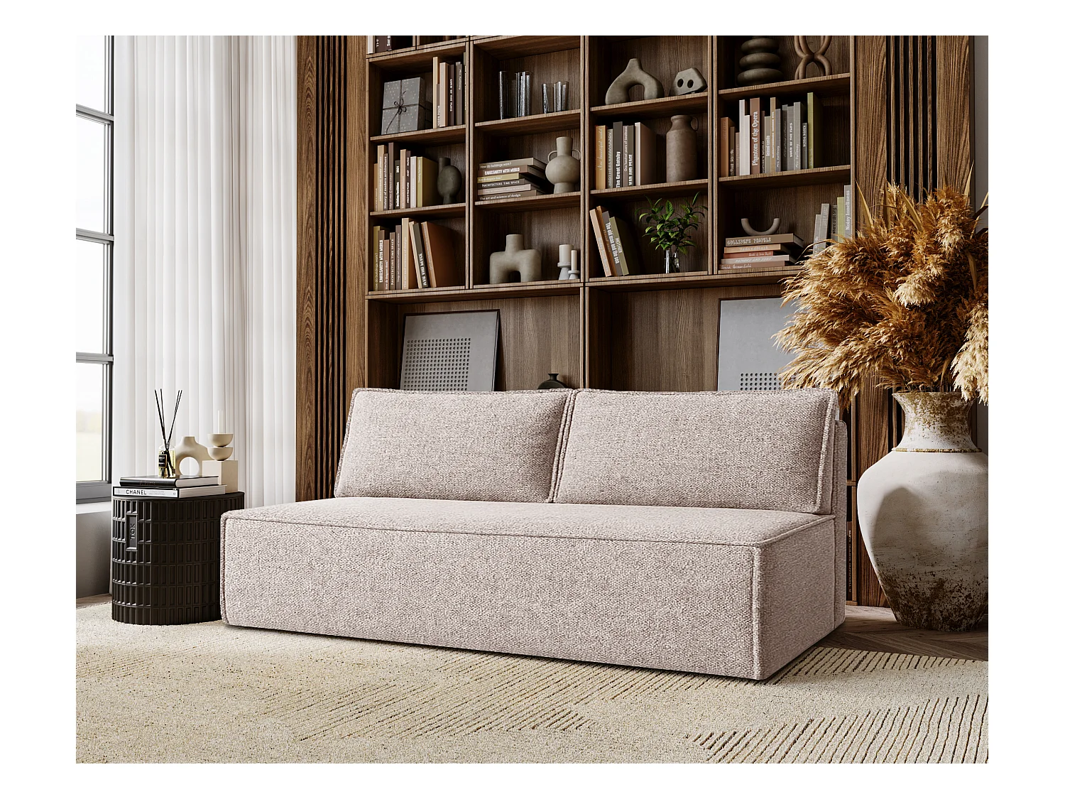 Canapé-lit DUO avec fonction couchage, tissu Verita, beige