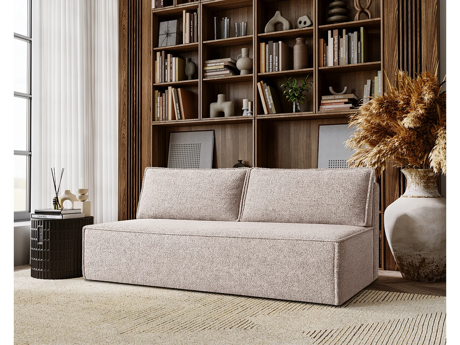 Canapé-lit DUO avec fonction couchage, tissu Verita, beige