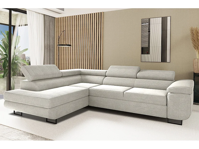 Ecksofa ATOMIC Mit Schlaffunktion, Stoff Poso, Hellgrau, Links