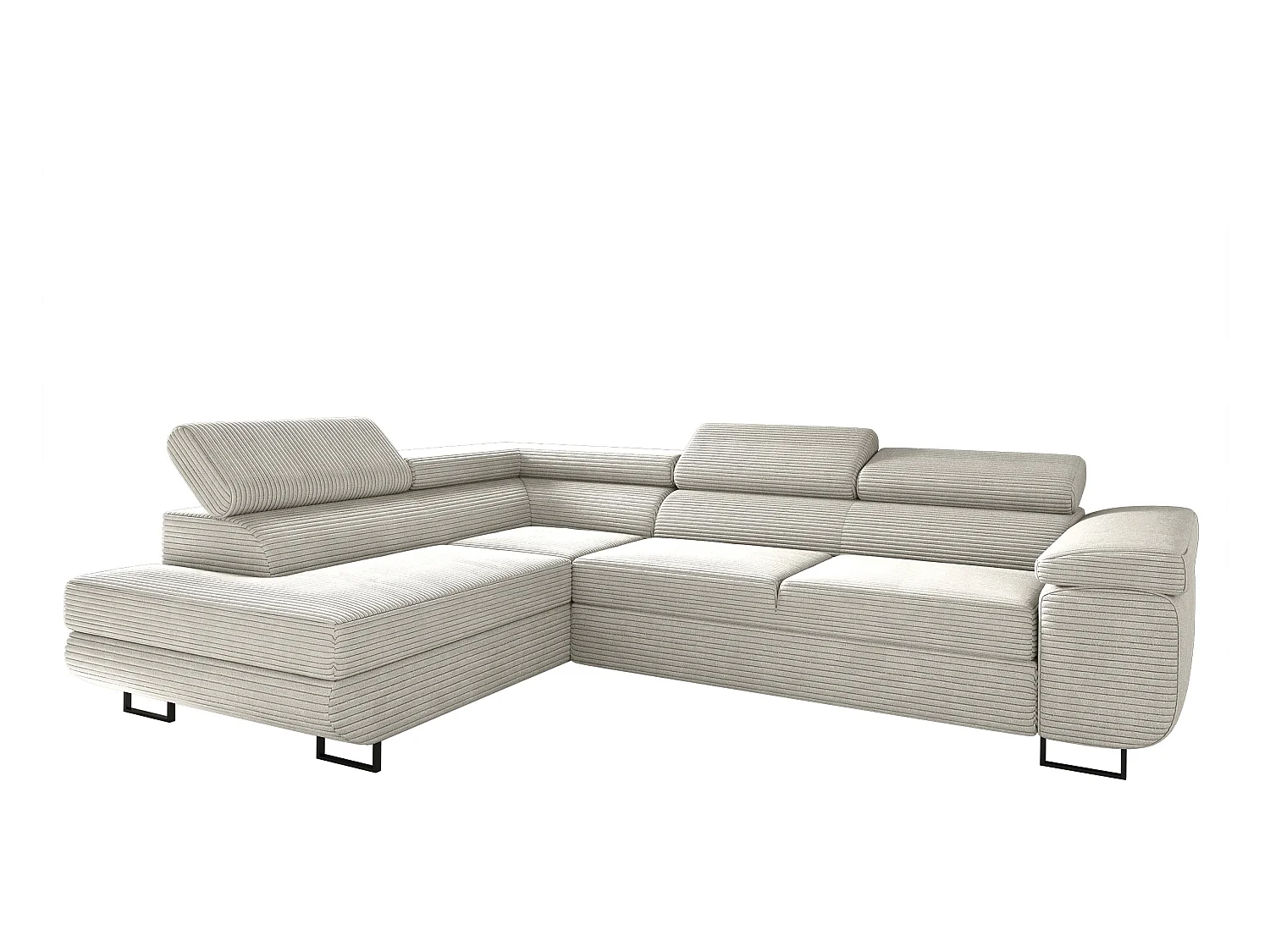 Canapé d'angle ATOMIC avec fonction couchage, tissu Poso, gris clair, gauche