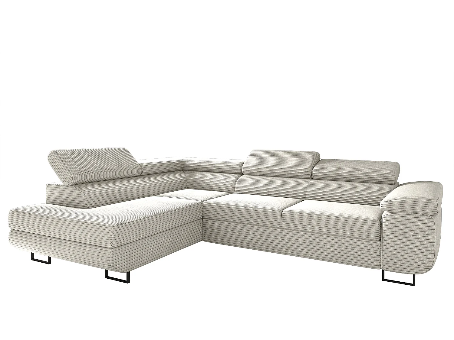 Canapé d'angle ATOMIC avec fonction couchage, tissu Poso, gris clair, gauche